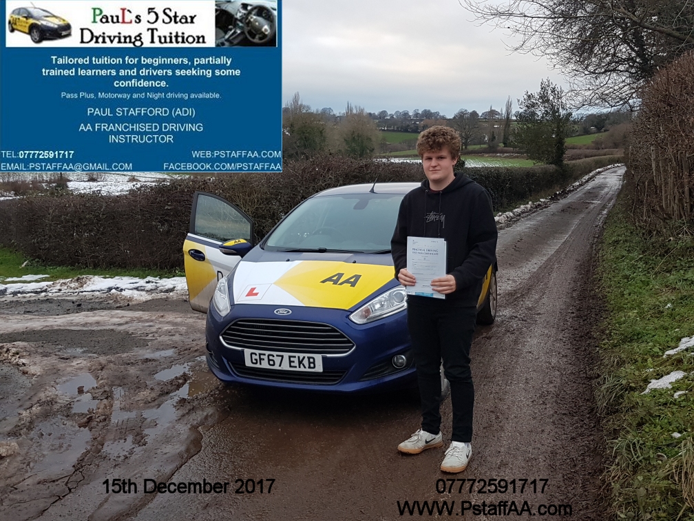 Driving Test Pass Henry Northover with Pauls 5 Star Driving Tuition